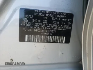 2022 Hyundai Accent SEL with VIN 3KPC24A61NE175874, listed as a Copart auction lot 39651833 with 7,389 mi miles. Bid and sale history available at carsss.com. Image 13.