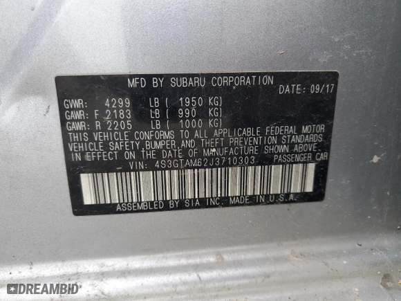 2018 Subaru Impreza Sport with VIN 4S3GTAM62J3710303, listed as a Copart auction lot 49670325 with 0 mi miles and Salvage Title. Bid and sale history available at carsss.com. Image 12.