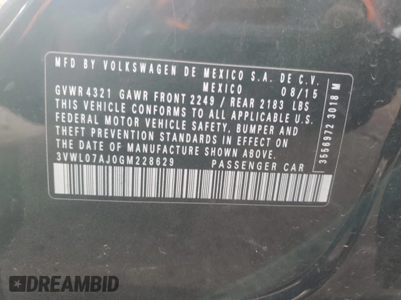 2016 Volkswagen Jetta Sedan 1.8T SEL with VIN 3VWL07AJ0GM228629, listed as a Copart auction lot 48439375 with 177,119 mi miles and Salvage Title. Bid and sale history available at carsss.com. Image 14.