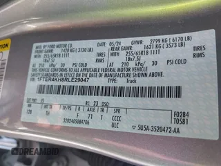 2024 Ford Ranger Lariat with VIN 1FTER4KH8RLE29047, listed as a IAAI auction lot 42669512 with 14,525 mi miles and . Bid and sale history available at DreamBid. Image 9.