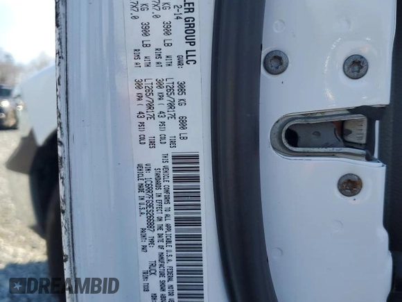 2014 Ram 1500 Tradesman with VIN 1C6RR7FG9ES266887, listed as a Copart auction lot 85024444 with 172,657 mi miles and Clean Title. Bid and sale history available at carsss.com. Image 12.