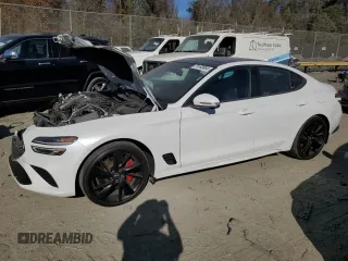 2023 Genesis G70 3.3T with VIN KMTG54TE2PU124578, listed as a Copart auction lot 79160664 with 46,500 mi miles and Salvage Title. Bid and sale history available at DreamBid. Image 1.