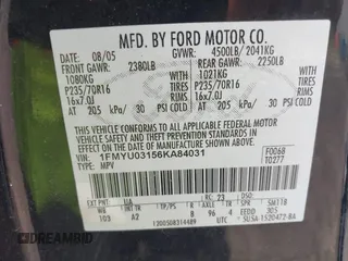 2006 Ford Escape XLT with VIN 1FMYU03156KA84031, listed as a IAAI auction lot 42276336 with 136,038 mi miles and . Bid and sale history available at DreamBid. Image 9.