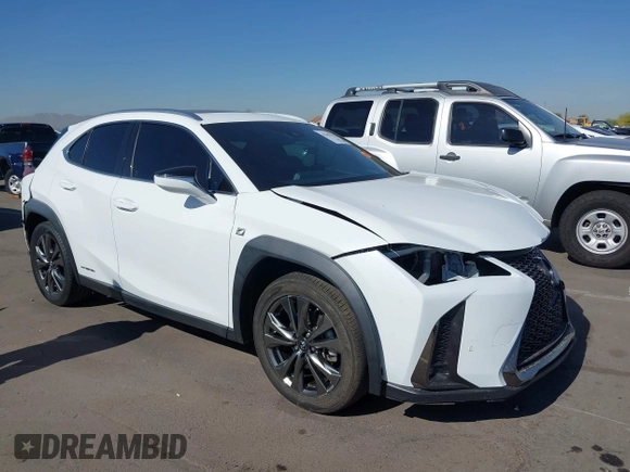 2020 Lexus UX 250h F Sport with VIN JTHR9JBH4L2030101, listed as a IAAI auction lot 42147931 with 69,714 mi miles and . Bid and sale history available at DreamBid. Image 1.