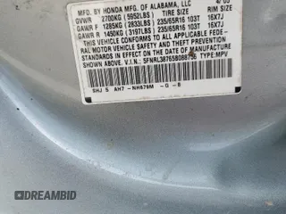2005 Honda Odyssey EX-L with VIN 5FNRL38765B088756, listed as a Copart auction lot 57071365 with 243,277 mi miles and Salvage title. Bid and sale history available at DreamBid. Image 12.