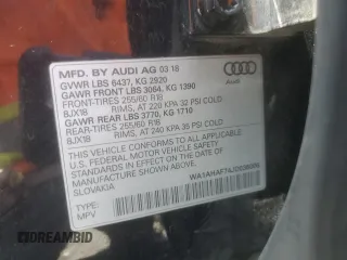 2018 Audi Q7 Premium with VIN WA1AHAF74JD035006, listed as a Copart auction lot 61036295 with 202,581 mi miles and Clean title. Bid and sale history available at DreamBid. Image 12.