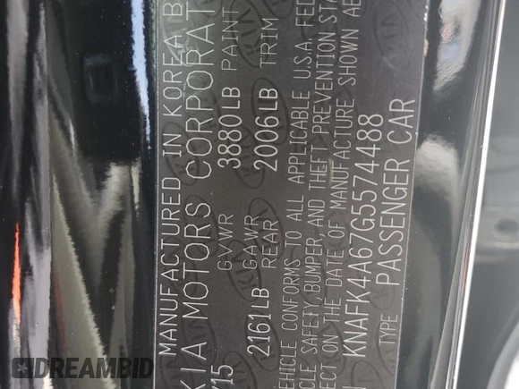 2016 Kia Forte LX with VIN KNAFK4A67G5574488, listed as a Copart auction lot 53993965 with 0 mi miles and Salvage Title. Bid and sale history available at carsss.com. Image 12.
