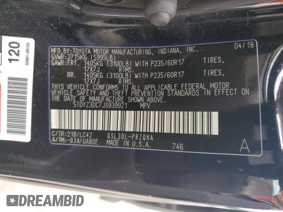 2018 Toyota Sienna XLE Auto Access Seat with VIN 5TDYZ3DC7JS939921, listed as a Copart auction lot 61387455 with 162,349 mi miles and Clean title. Bid and sale history available at DreamBid. Image 14.
