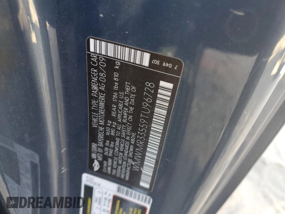 2009 MINI Convertible with VIN WMWMR33559TU96728, listed as a Copart auction lot 77949004 with 86,084 mi miles and Clean title. Bid and sale history available at DreamBid. Image 12.