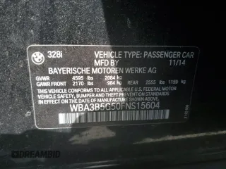 2015 BMW 3 Series 328i xDrive с VIN WBA3B5G50FNS15604, выставлен на аукционе Copart как лот 56861715 с пробегом 129 615 миль миль и Списание • Salvage title. История ставок и продаж доступна на DreamBid. Изображение 12.
