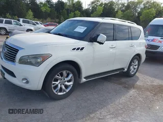2012 Infiniti QX56 8-passenger with VIN JN8AZ2NC3C9317218, listed as a IAAI auction lot 42068393 with 221,820 mi miles. Bid and sale history available at carsss.com. Image 2.