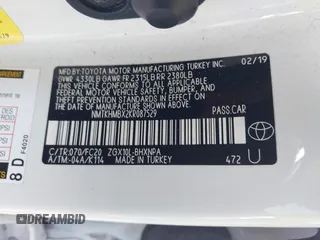 2019 Toyota C-HR XLE with VIN NMTKHMBX2KR087529, listed as a IAAI auction lot 42165493 with 130,053 mi miles and . Bid and sale history available at DreamBid. Image 9.