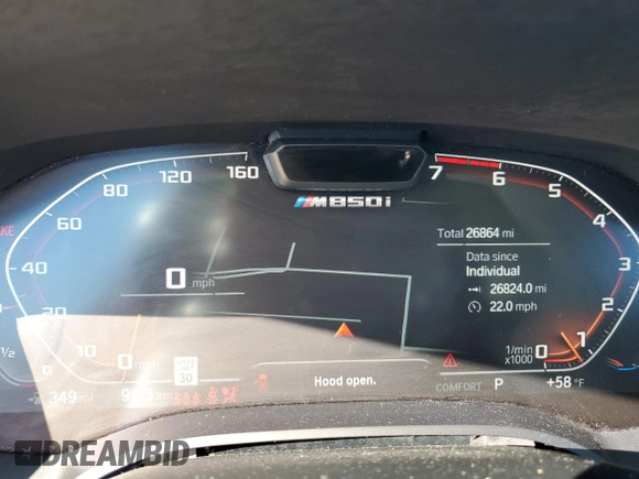 2022 BMW 8 Series M850i с VIN WBAGV8C06NCH25022, выставлен на аукционе Copart как лот 82894104 с пробегом 26 864 миль миль и На запчасти • Non repairable. История ставок и продаж доступна на DreamBid. Изображение 9.