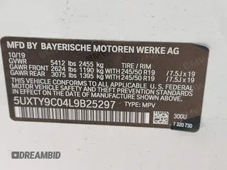 2020 BMW X3 M40i with VIN 5UXTY9C04L9B25297, listed as a IAAI auction lot 41705393 with 82,754 mi miles and . Bid and sale history available at DreamBid. Image 9.