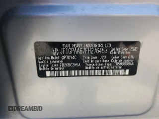 2015 Subaru Impreza 2.0i z VIN JF1GPAA67FH276453, wystawiony jako Copart lot #52321875 z przebiegiem 139 133 mil mil oraz Szkoda całkowita • Salvage title. Historia ofert i sprzedaży dostępna na DreamBid. Obrazek 12.