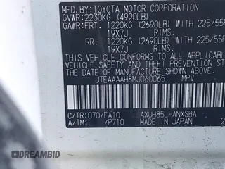 2021 Toyota Venza LE with VIN JTEAAAAH8MJ060065, listed as a IAAI auction lot 42099481 with 64,116 mi miles and . Bid and sale history available at DreamBid. Image 9.