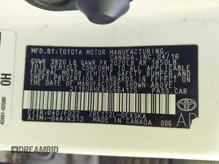2016 Toyota Corolla L with VIN 2T1BURHE8GC664175, listed as a IAAI auction lot 41831552 with 192,680 mi miles and . Bid and sale history available at DreamBid. Image 9.