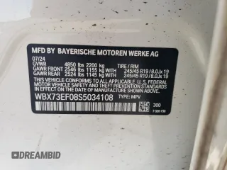 2025 BMW X1 xDrive28i with VIN WBX73EF08S5034108, listed as a Copart auction lot 49151215 with 5,043 mi miles and Salvage Title. Bid and sale history available at carsss.com. Image 15.