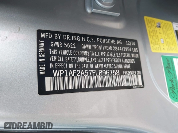 2015 Porsche Macan Turbo с VIN WP1AF2A57FLB96758, выставлен на аукционе IAAI как лот 41585014 с пробегом 129 886 миль миль и . История ставок и продаж доступна на DreamBid. Изображение 9.
