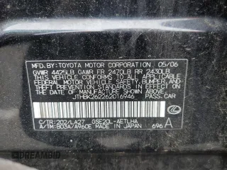 2006 Lexus IS 250 with VIN JTHBK262262016946, listed as a Copart auction lot 58271605 with 110,555 mi miles and Clean title. Bid and sale history available at DreamBid. Image 12.