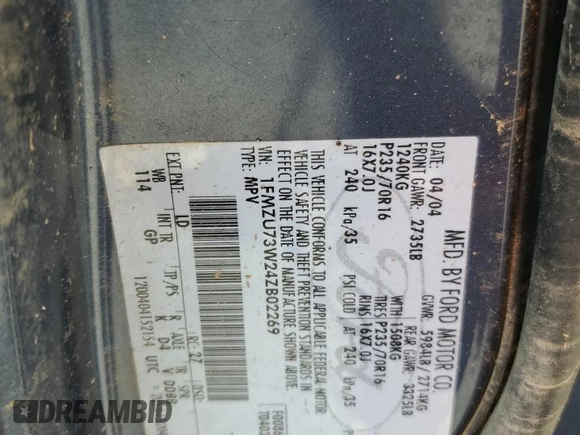 2004 Ford Explorer XLT z VIN 1FMZU73W24ZB02269, wystawiony jako Copart lot #75794064 z przebiegiem Nie podano mil oraz Szkoda całkowita • Salvage title. Historia ofert i sprzedaży dostępna na DreamBid. Obrazek 14.