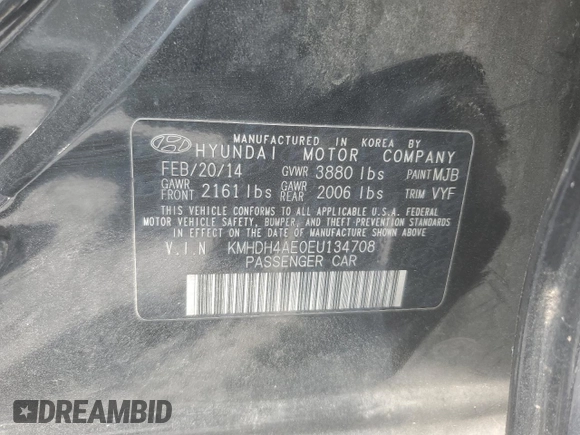 2014 Hyundai Elantra SE с VIN KMHDH4AE0EU134708, выставлен на аукционе Copart как лот 59426845 с пробегом 124 258 миль миль и Списание • Salvage title. История ставок и продаж доступна на DreamBid. Изображение 12.