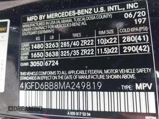 2021 Mercedes-Benz GLE 53 AMG with VIN 4JGFD6BB8MA249819, listed as a IAAI auction lot 42213429 with 46,262 mi miles and . Bid and sale history available at DreamBid. Image 9.