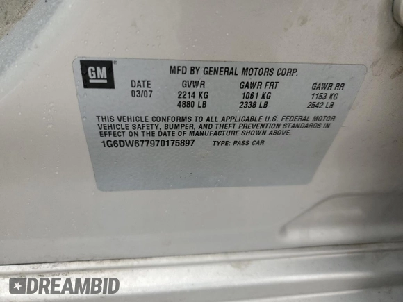 2007 Cadillac STS z VIN 1G6DW677970175897, wystawiony jako Copart lot #43030545 z przebiegiem 158 180 mil mil oraz Szkody całkowita. Historia ofert i sprzedaży dostępna na DreamBid. Obrazek 12.