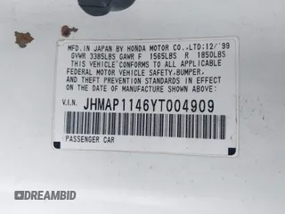 2000 Honda S2000 с VIN JHMAP1146YT004909, выставлен на аукционе IAAI как лот 42363959 с пробегом 182 011 миль миль и . История ставок и продаж доступна на DreamBid. Изображение 9.