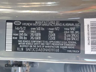 2022 Hyundai Santa Cruz SEL z VIN 5NTJCDAE0NH019768, wystawiony jako Copart lot #52050325 z przebiegiem 55 346 mil mil oraz Szkoda całkowita • Salvage title. Historia ofert i sprzedaży dostępna na DreamBid. Obrazek 14.