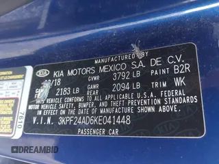 2019 Kia Forte LXS z VIN 3KPF24AD6KE041448, wystawiony jako IAAI lot #42035571 z przebiegiem 128 536 mil mil oraz . Historia ofert i sprzedaży dostępna na DreamBid. Obrazek 9.