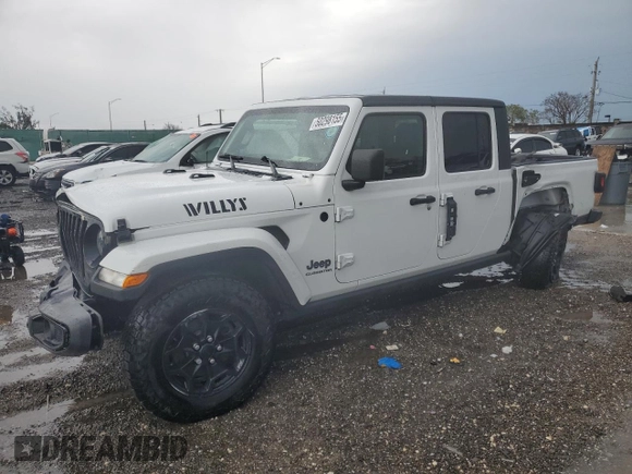 2021 Jeep Gladiator Willys with VIN 1C6HJTAG2ML536554, listed as a Copart auction lot 50298155 with 39,029 mi miles and Salvage Title. Bid and sale history available at carsss.com. Image 1.
