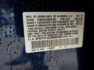 2013 Honda Pilot EX-L с VIN 5FNYF3H63DB003462, выставлен на аукционе Copart как лот 44728035 с пробегом 142 102 миль миль и Списание • Salvage title. История ставок и продаж доступна на DreamBid. Изображение 16.