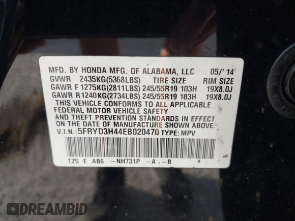 2014 Acura MDX Tech Pkg with VIN 5FRYD3H44EB020470, listed as a IAAI auction lot 40804069 with 112,995 mi miles. Bid and sale history available at carsss.com. Image 9.