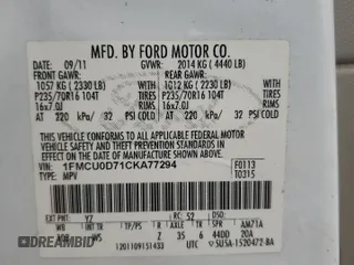 2012 Ford Escape XLT with VIN 1FMCU0D71CKA77294, listed as a Copart auction lot 55769595 with 256,238 mi miles and Salvage title. Bid and sale history available at DreamBid. Image 13.