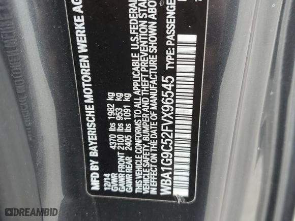 2015 BMW 2 Series 228i xDrive with VIN WBA1G9C52FVX96545, listed as a Copart auction lot 49312175 with 61,695 mi miles and Salvage Title. Bid and sale history available at carsss.com. Image 12.