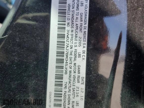 2011 Volkswagen Jetta Sedan SE w/Convenience & Sunroof PZEV with VIN 3VWDZ7AJ7BM345398, listed as a Copart auction lot 48942375 with 141,882 mi miles and Salvage Title. Bid and sale history available at carsss.com. Image 14.