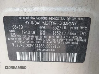 2020 Hyundai Accent SE with VIN 3KPC24A68LE099132, listed as a IAAI auction lot 41923649 with 100,098 mi miles. Bid and sale history available at carsss.com. Image 9.