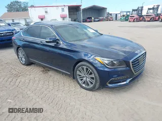 2019 Genesis G80 3.8L with VIN KMHGN4JE1KU299376, listed as a IAAI auction lot 41524733 with 7,659 mi miles. Bid and sale history available at carsss.com. Image 1.