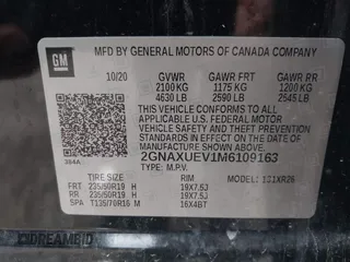 2021 Chevrolet Equinox LT with VIN 2GNAXUEV1M6109163, listed as a IAAI auction lot 42063268 with 119,412 mi miles and . Bid and sale history available at DreamBid. Image 9.