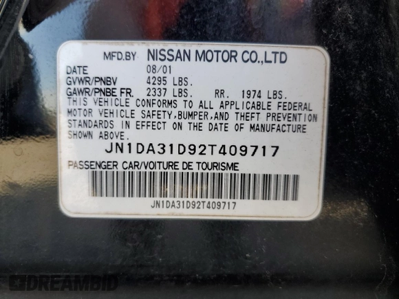 2002 Nissan Maxima GXE z VIN JN1DA31D92T409717, wystawiony jako Copart lot #49413035 z przebiegiem 90 697 mil mil oraz Szkoda całkowita • Salvage title. Historia ofert i sprzedaży dostępna na DreamBid. Obrazek 13.