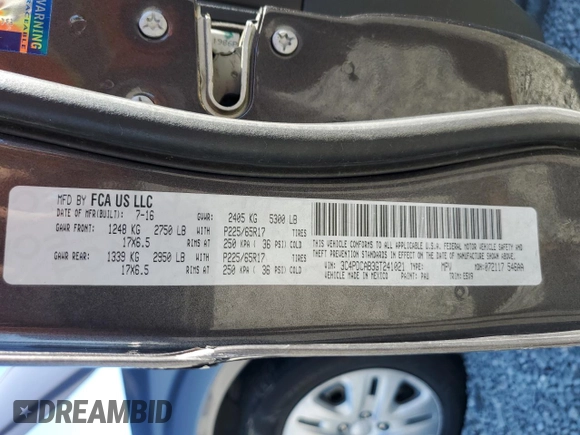 2016 Dodge Journey American Value with VIN 3C4PDCAB3GT241021, listed as a Copart auction lot 50367405 with 137,218 mi miles and Salvage Title. Bid and sale history available at DreamBid. Image 13.
