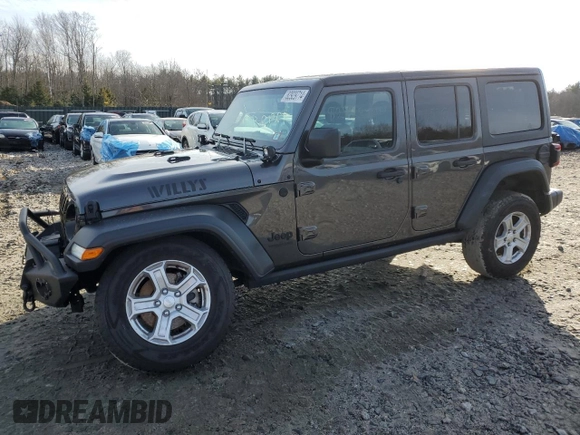 2020 Jeep Wrangler Unlimited Sport with VIN 1C4HJXDM7LW277445, listed as a Copart auction lot 82929714 with 27,570 mi miles and Salvage title. Bid and sale history available at DreamBid. Image 1.
