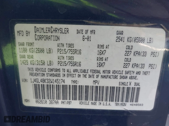 2002 Jeep Liberty Sport with VIN 1J4GL48K32W145174, listed as a IAAI auction lot 42028324 with 291,896 mi miles. Bid and sale history available at carsss.com. Image 9.