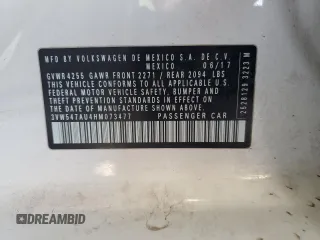 2017 Volkswagen GTI S z VIN 3VW547AU4HM073477, wystawiony jako Copart lot #57528365 z przebiegiem 99 954 mil mil oraz Szkoda całkowita • Salvage title. Historia ofert i sprzedaży dostępna na DreamBid. Obrazek 12.