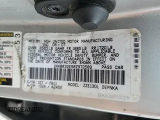 2008 Toyota Corolla CE с VIN 1NXBR32E98Z972589, выставлен на аукционе Copart как лот 66888945 с пробегом 237 987 миль миль и Чистый • Clean title. История ставок и продаж доступна на DreamBid. Изображение 12.