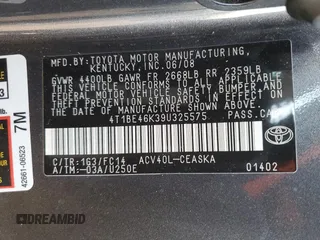 2009 Toyota Camry with VIN 4T1BE46K39U325575, listed as a Copart auction lot 44588595 with 178,218 mi miles and Salvage Title. Bid and sale history available at carsss.com. Image 12.