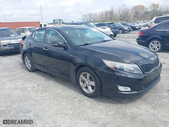 2015 Kia Optima LX with VIN 5XXGM4A72FG364448, listed as a IAAI auction lot 41802496 with 86,213 mi miles. Bid and sale history available at carsss.com. Image 1.
