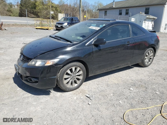 2009 Honda Civic Cpe EX with VIN 2HGFG11809H504364, listed as a Copart auction lot 53227405 with 288,077 mi miles and Salvage Title. Bid and sale history available at carsss.com. Image 1.