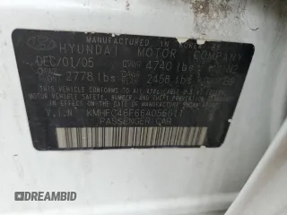 2006 Hyundai Azera SE with VIN KMHFC46F66A056611, listed as a Copart auction lot 55468615 with 138,582 mi miles and Salvage title. Bid and sale history available at DreamBid. Image 13.